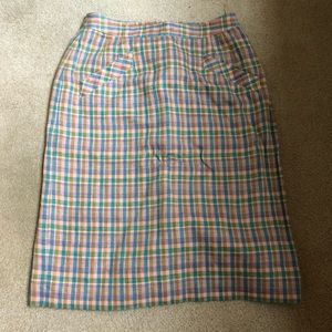 Vintage 80's Liz Claiborne Linen Check Lined Skirt - 8